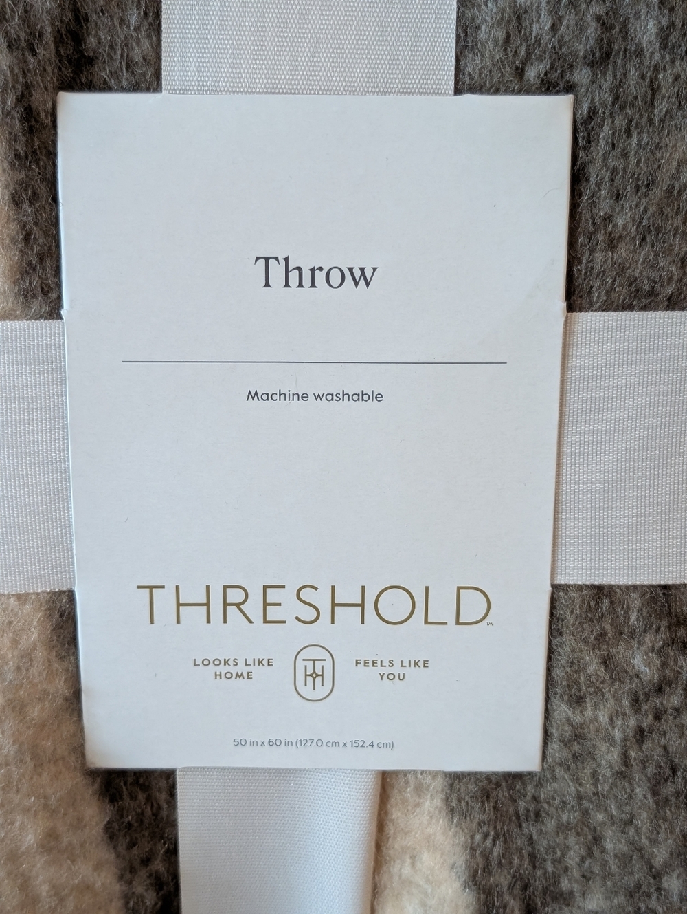 Threshold Camel Fringe Throw Blanket 50" X 60"‎ - Picture 2 of 6